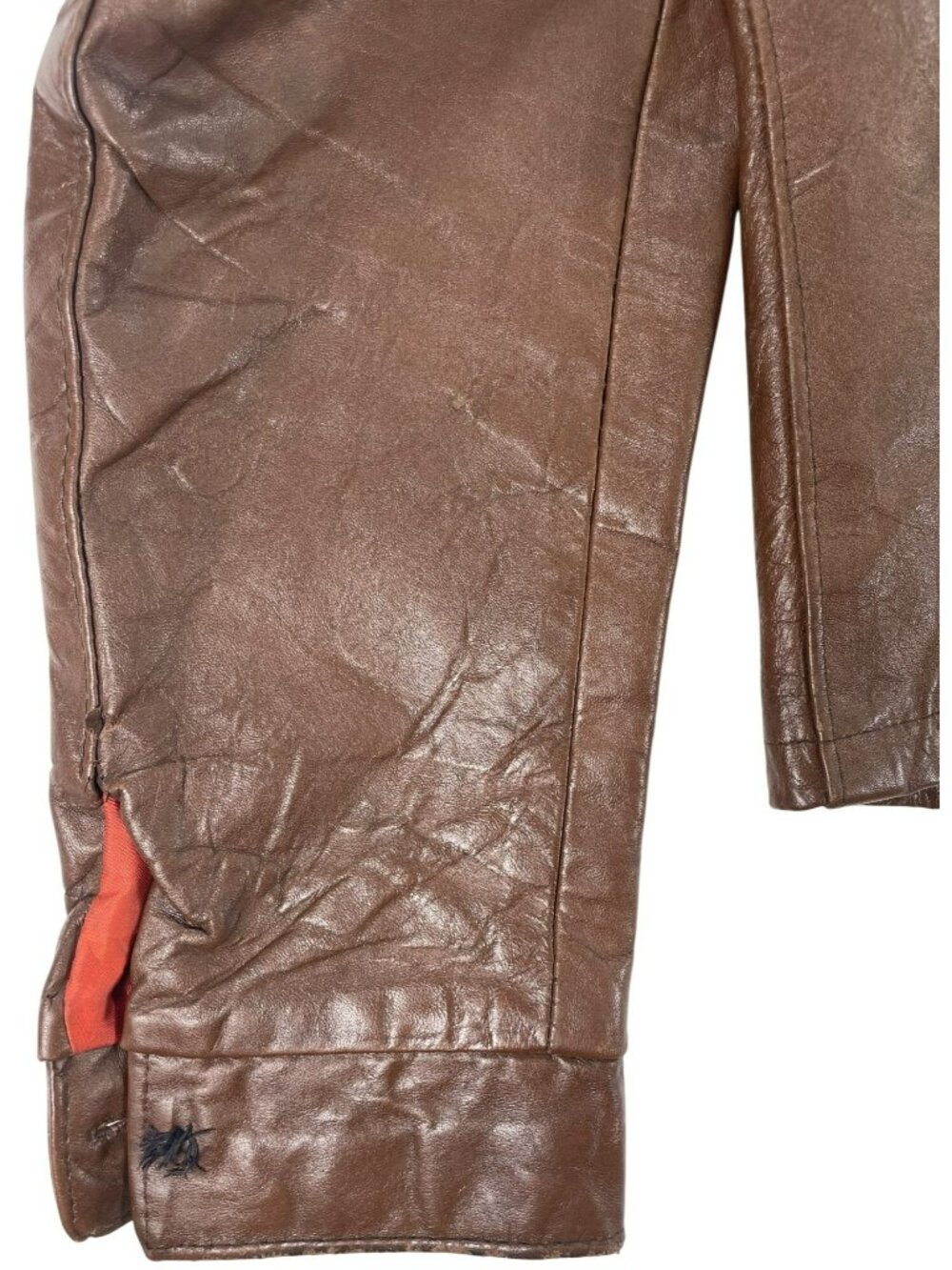 Vintage Leather Jacket-The Old Mill Glen Laine by Bainton Brown W/Red Lining - Picture 7 of 16